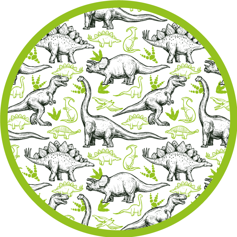two colors doodle dinosaur print animal rug - TenStickers