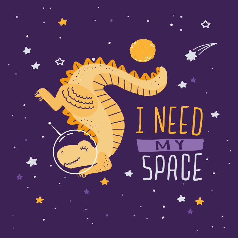 Space Dinosaur Illustration vinyl rug - TenStickers