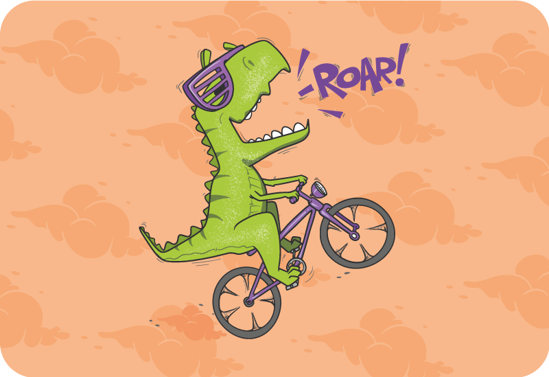 Biking Dinosaur Roar kids vinyl rug - TenStickers