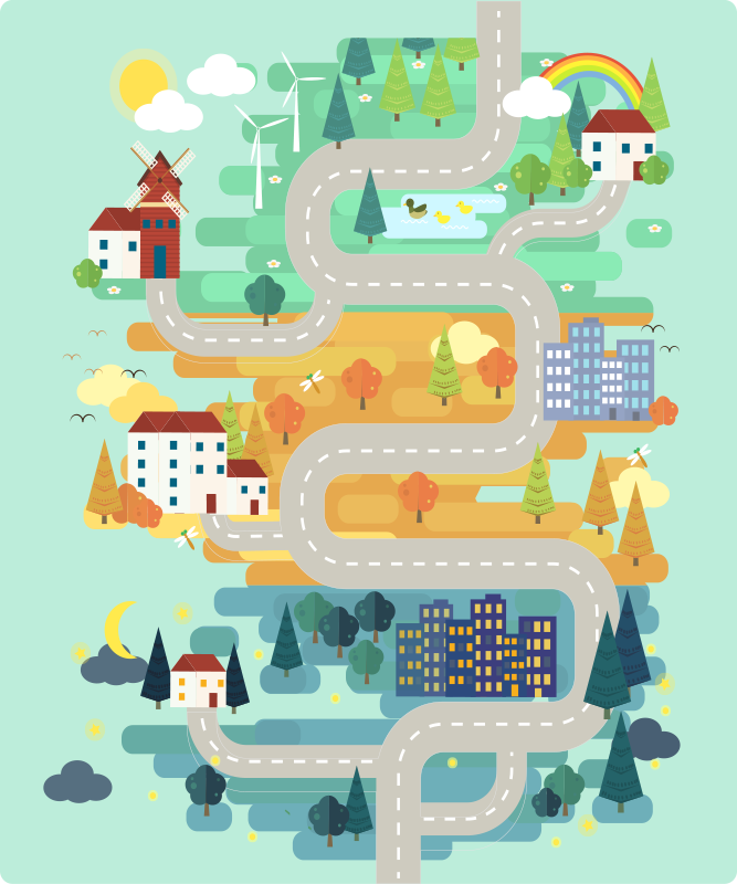 landscape with roads road rug - TenStickers