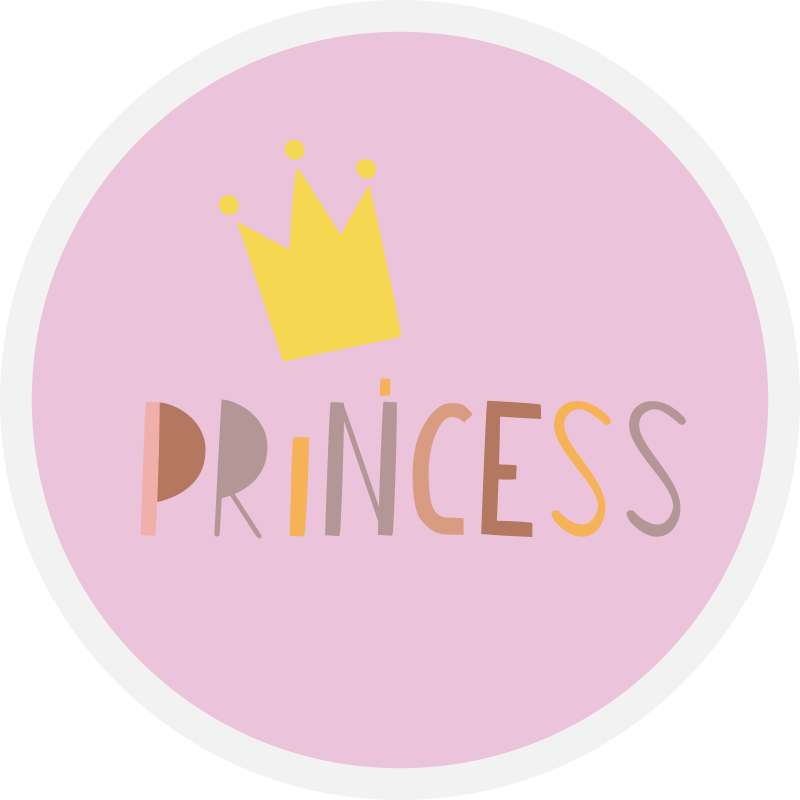 Circular Princess Crown nursery vinyl rug - TenStickers