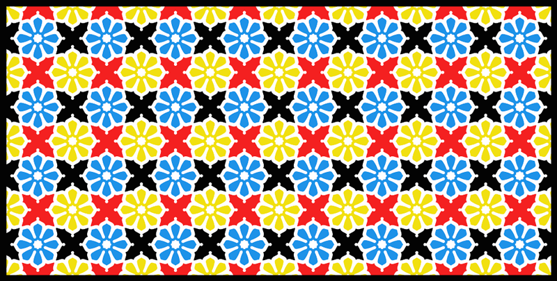 Floral Coloured  tile vinyl rug - TenStickers