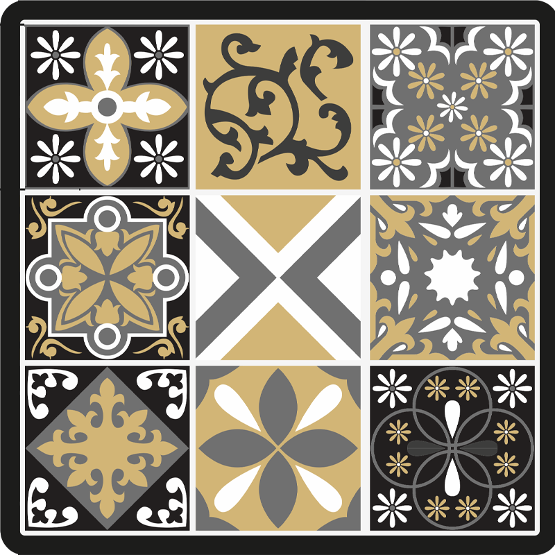 Gold and Silver patch tiles kitchen floor tiles - TenStickers