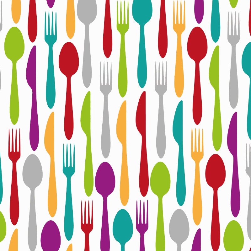 Colorful Cutlery Pattern kitchen vinyl rug - TenStickers
