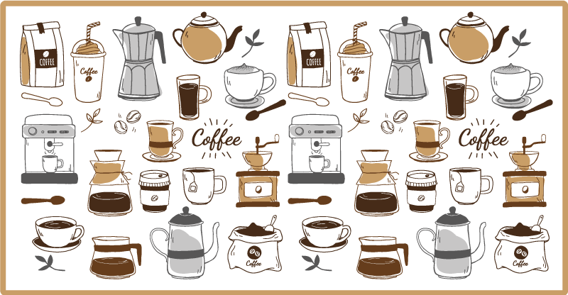 Coffee Essentials kitchen vinyl rug - TenStickers