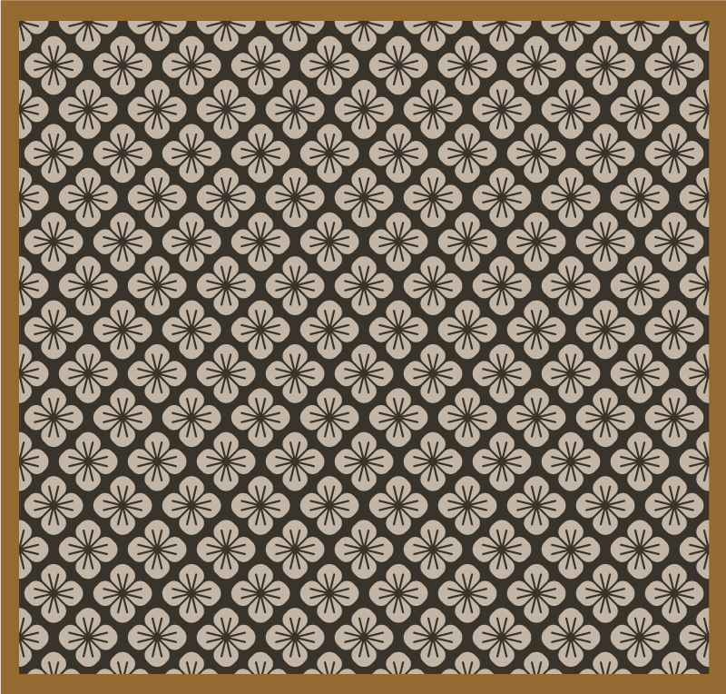 Floor design black floral rug - TenStickers