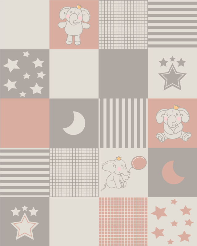 Patchwork Elephant Playground kids vinyl rug - TenStickers