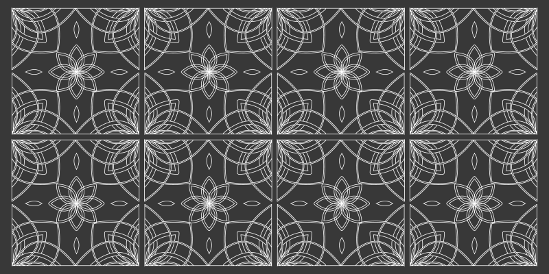 Floral Outline vinyl rug flowers - TenStickers