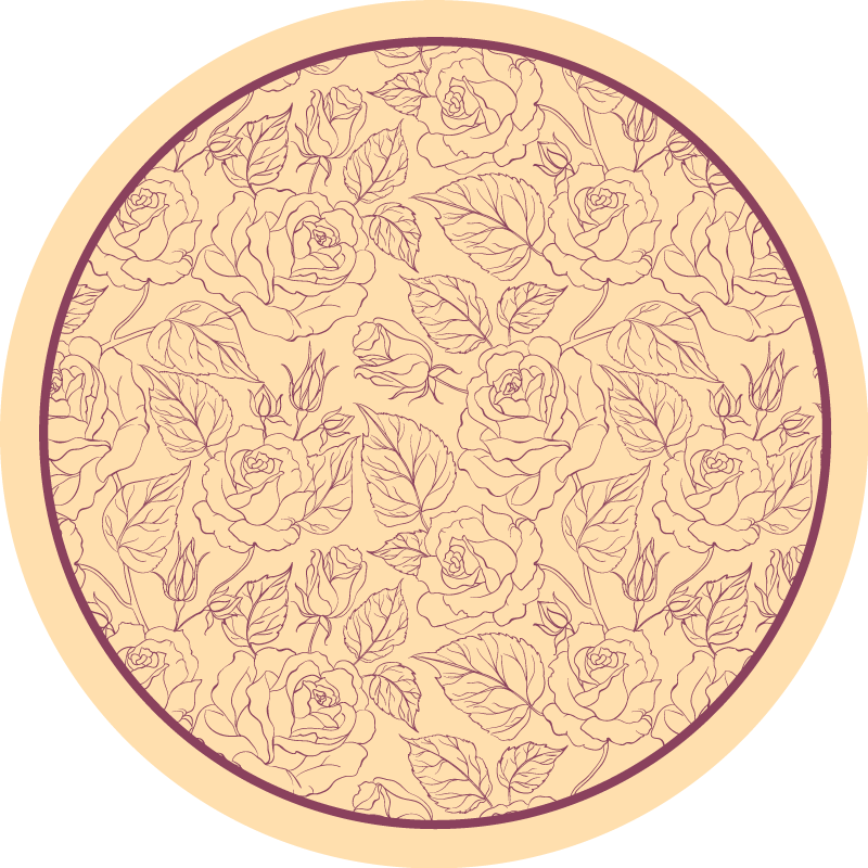 Rose Pattern Round vinyl rug flowers - TenStickers