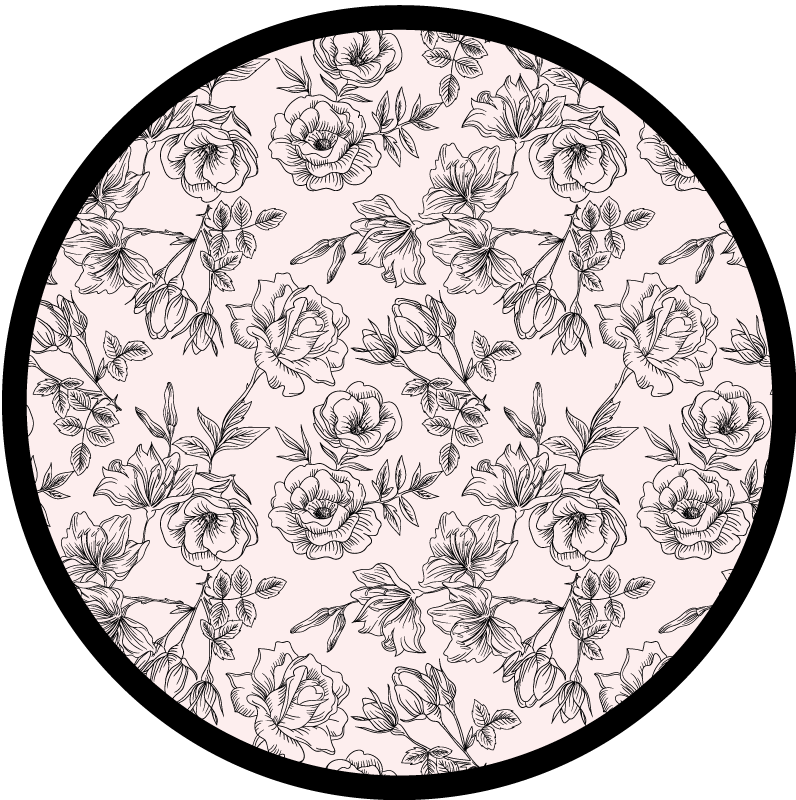 Floral Pattern Circle vinyl rug flowers - TenStickers