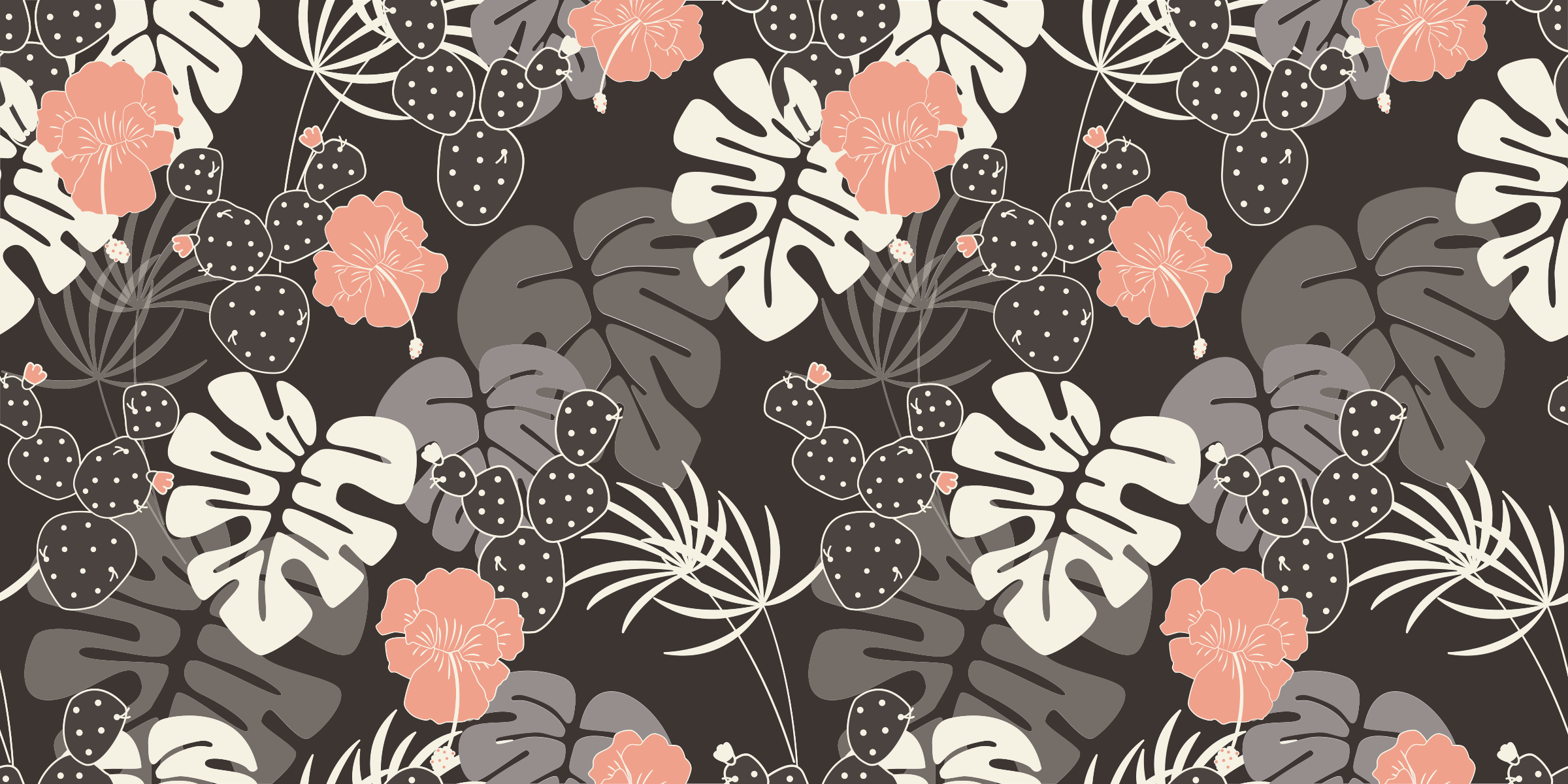 Tropical black design vinyl rug flowers - TenStickers