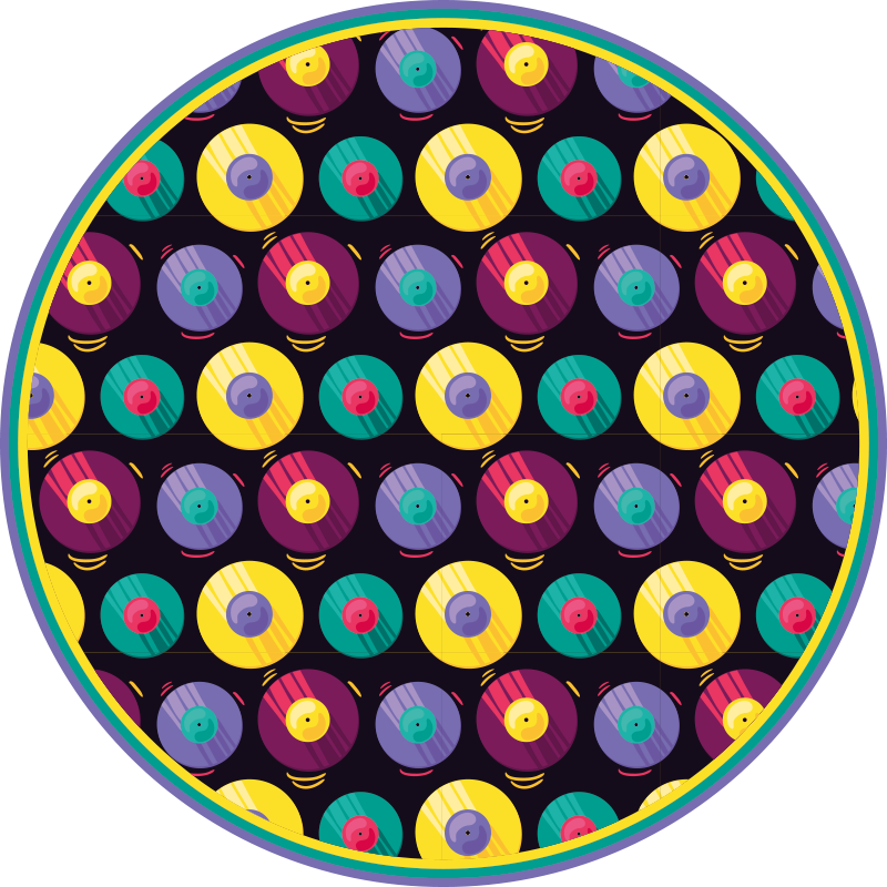 Pattern of vinyl record vintage rug - TenStickers