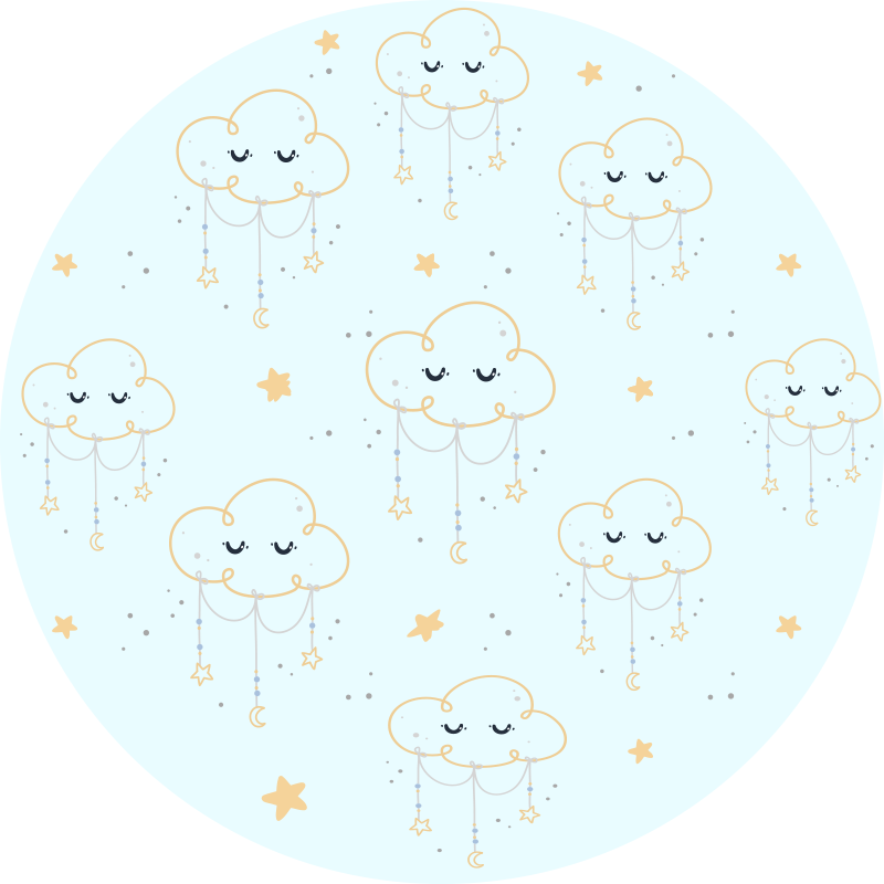 Sleeping Cloud Pattern kids vinyl rug - TenStickers