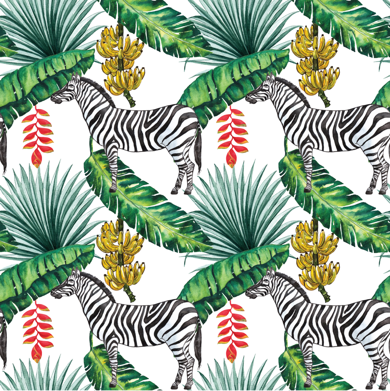Tropical Zebra animal vinyl rug - TenStickers