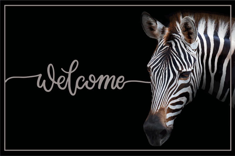 Zebra Welcome Graphic custom vinyl rug - TenStickers