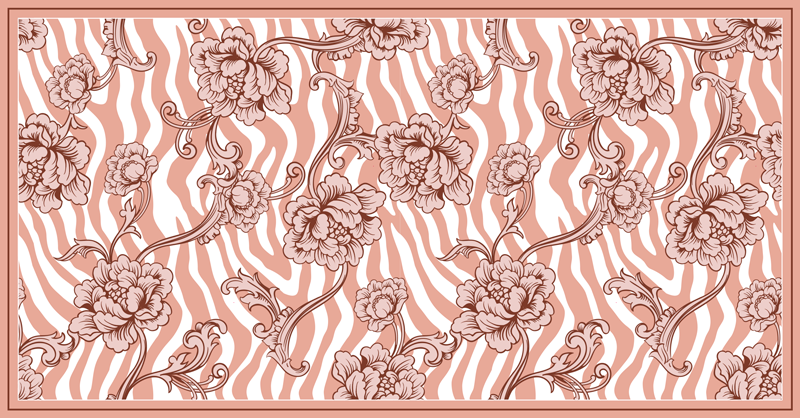 Zebra floral fusion bedroom vinyl rug - TenStickers