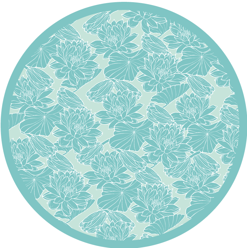 Floral Motif Circle vinyl rug flowers - TenStickers