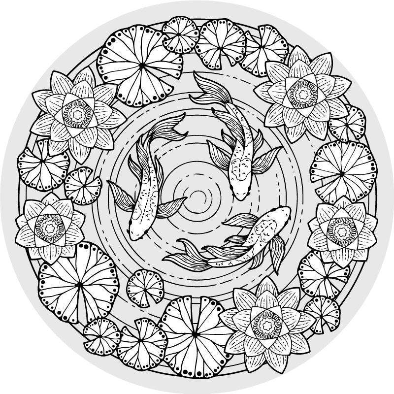 Koi Fish Serenity animal vinyl rug - TenStickers