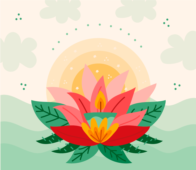 Lotus Blossom Illustration vinyl rug flowers - TenStickers