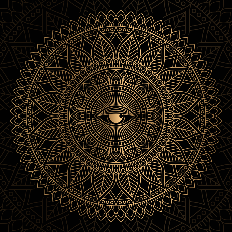 Mandala vinyl rug mandala eye centerpiece - TenStickers