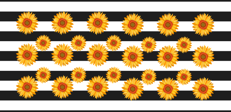Sunflower Stripes vinyl rug flowers - TenStickers