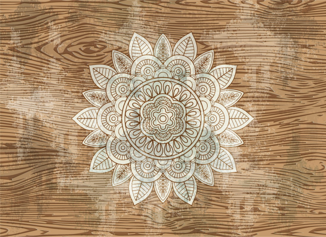 Mandala vinyl rug with mandala focal point - TenStickers