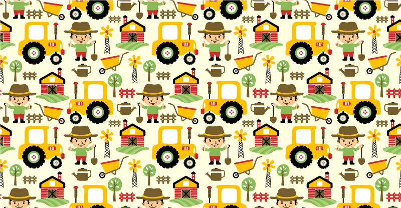 Colourful tractor pattern kids vinyl rug - TenStickers