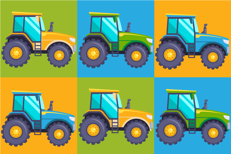 Colorful Tractor Squares vinyl rug - TenStickers