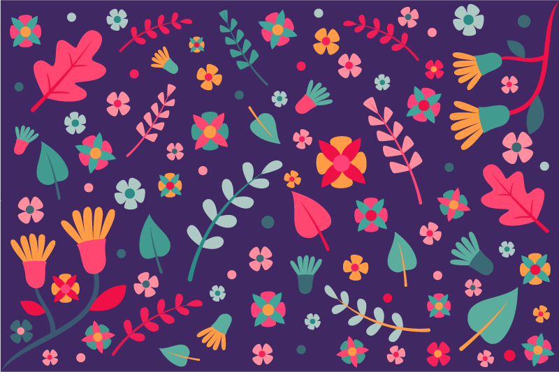 Floral Color Burst vinyl rug flowers - TenStickers