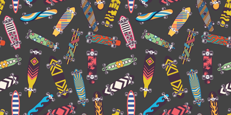 Skateboard Patterns vinyl rug gaming - TenStickers
