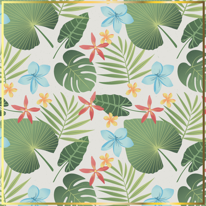 Tropical Floral Design vinyl rug flowers - TenStickers