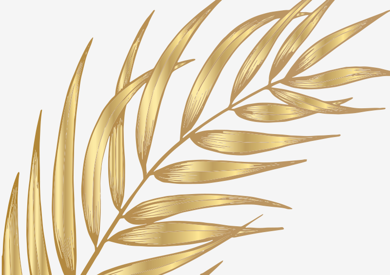 Gold palm leaf floral rug - TenStickers