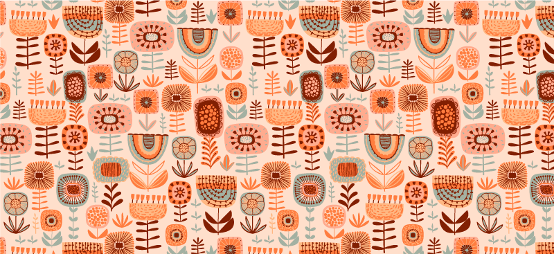 NATURAL FLORAL PATTERNS vinyl rug flowers - TenStickers