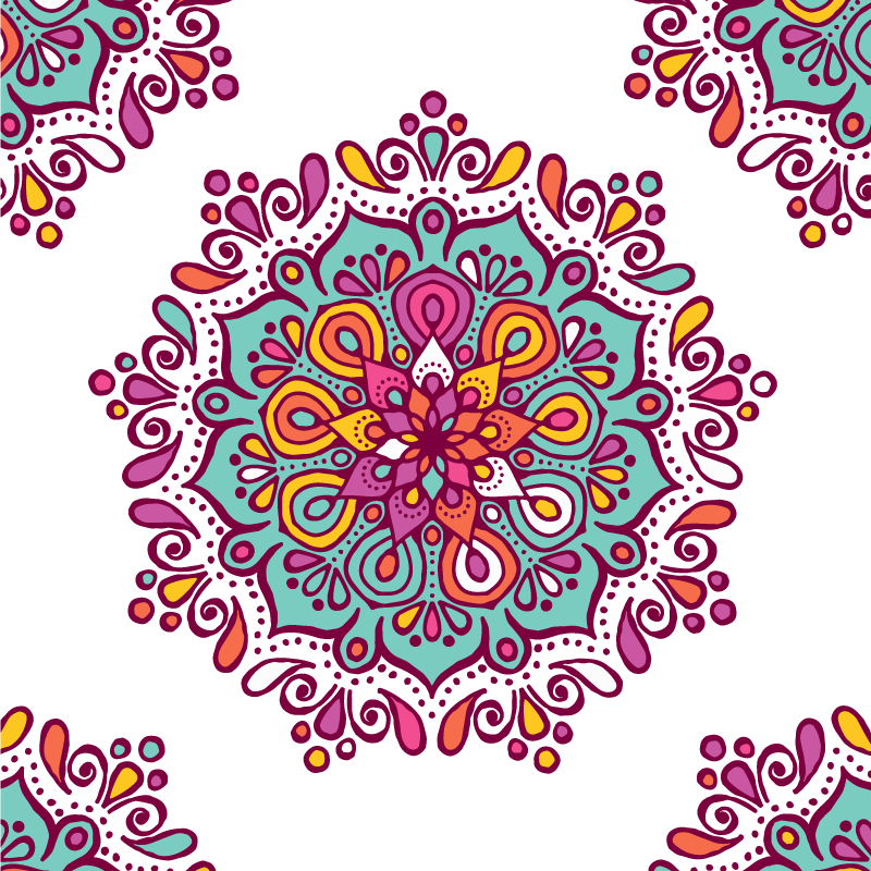 Colorful Intricate Pattern mandala vinyl rug - TenStickers