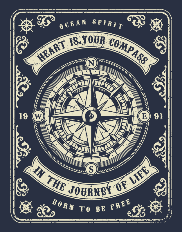 Mariner's compass kitchen floor tiles - TenStickers