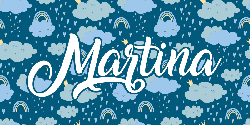 Blue clouds with name vinyl rug - TenStickers