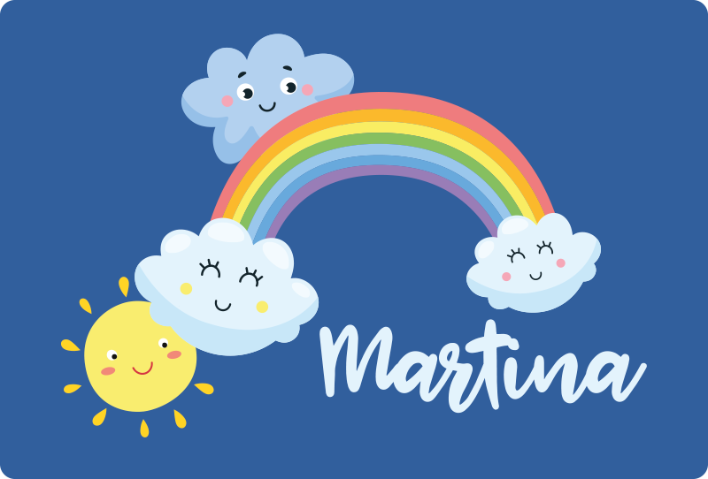 Rainbow and clouds personalised mat - TenStickers
