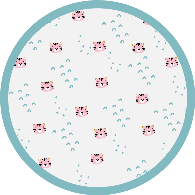 Blue rainbows and pink cats vinyl rug - TenStickers