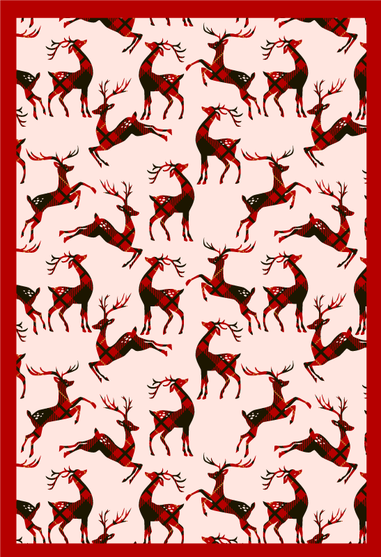 Reindeer red pattern christmas vinyl rug - TenStickers