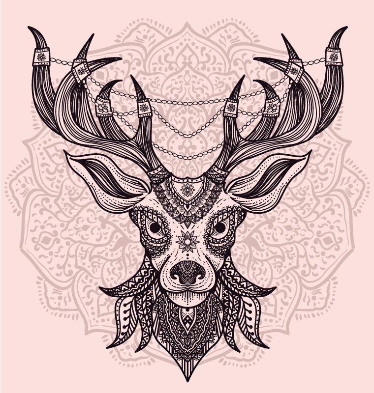 Grey stag motif animal vinyl rug - TenStickers