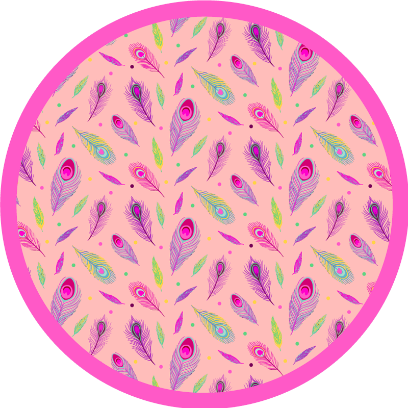 Pink peacock feather animal rug - TenStickers