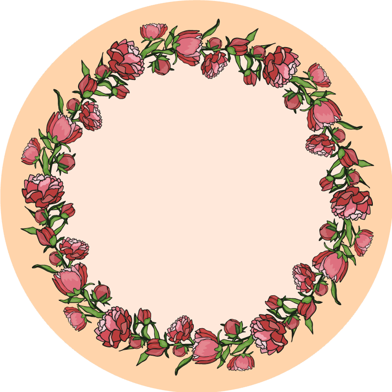 Floral Circular Accent vinyl rug flowers - TenStickers