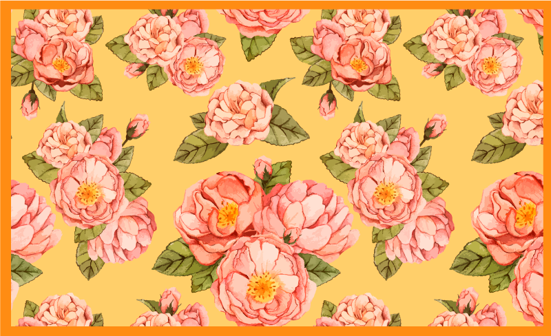 Peony yellow background floral rug - TenStickers