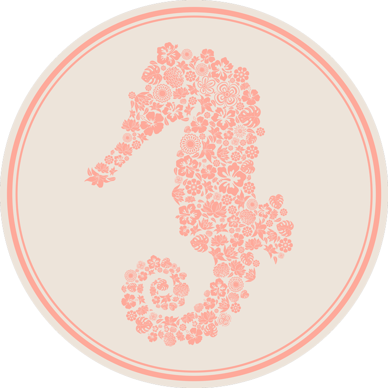 Seahorse Floral Design vinyl rug flowers - TenStickers