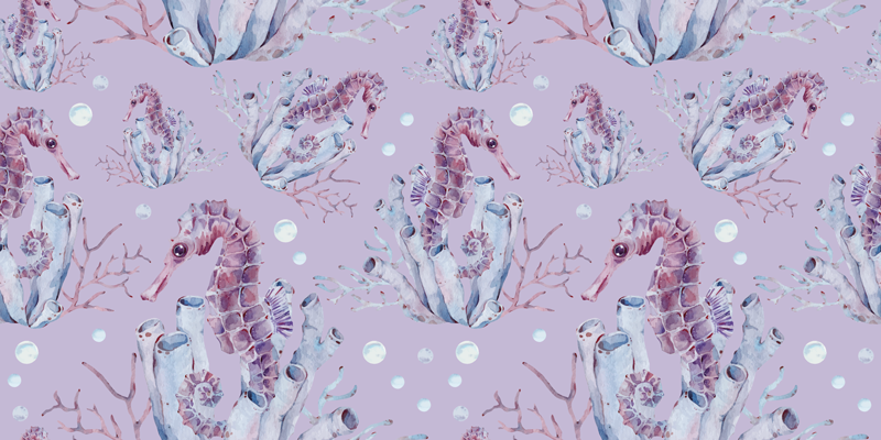 Seahorse coral design vinyl rug bathroom - TenStickers