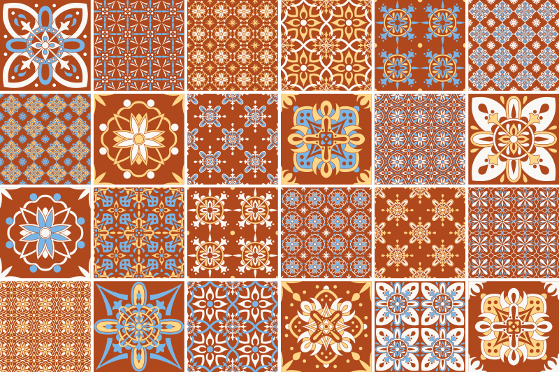 Orange mosaic tile vinyl rug - TenStickers