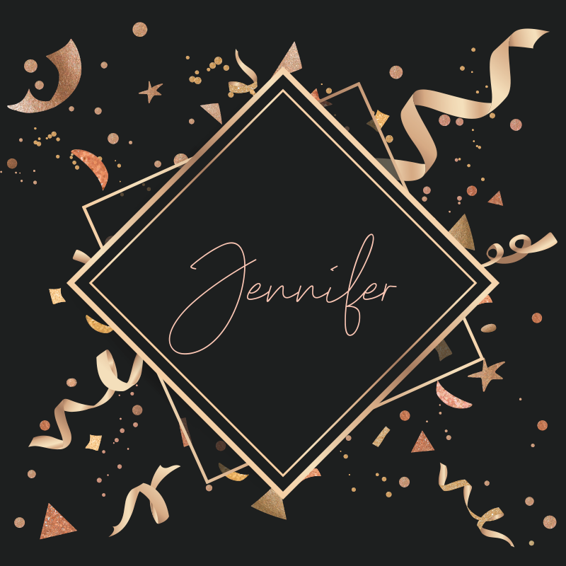 Gold confetti with name teenage bedroom vinyl rug - TenStickers