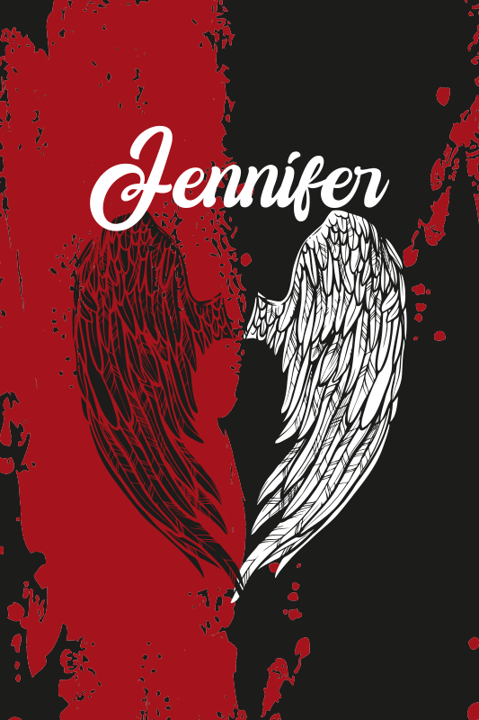 Heart wings with name teenage bedroom vinyl rug - TenStickers