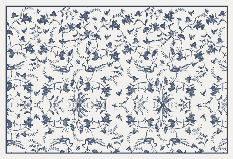 Azure blossom vinyl rug flowers - TenStickers