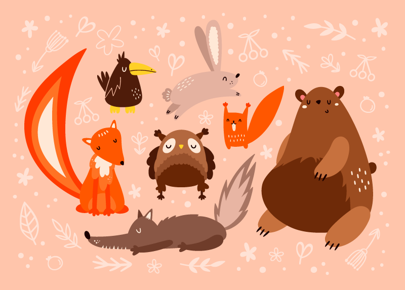 Adorable Animal Companions nursery vinyl rug - TenStickers